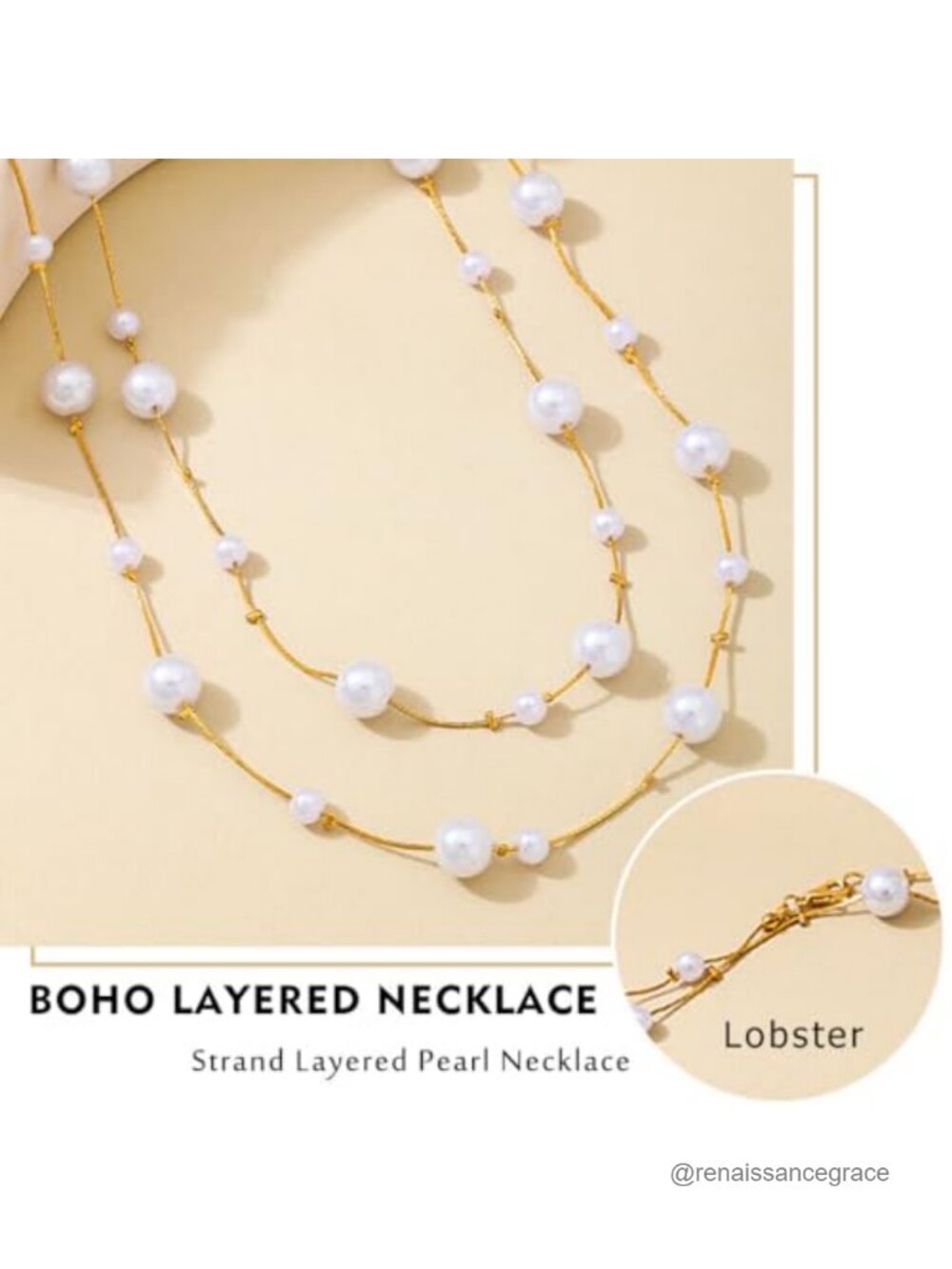 Faux Pearl Strand Necklace,Gold Dainty 1920s Statement Costume Jewelry,170 cm